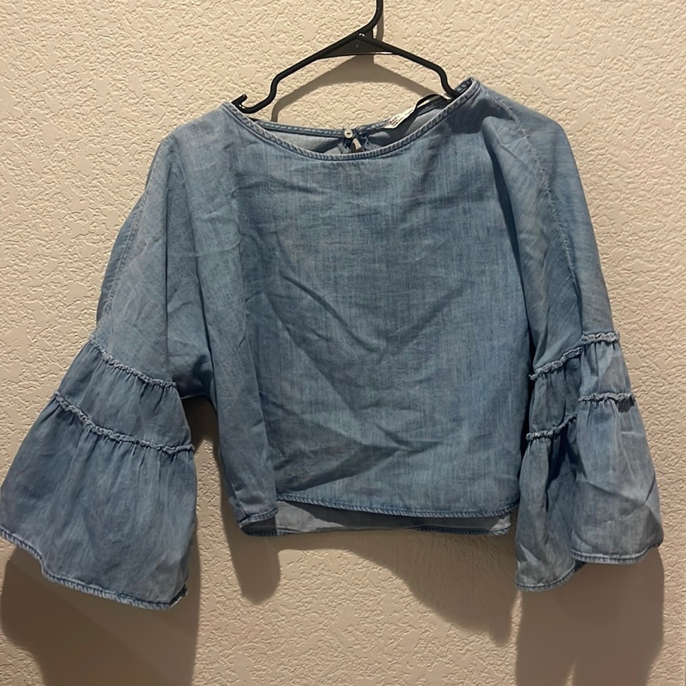Zara flare cropped shirt